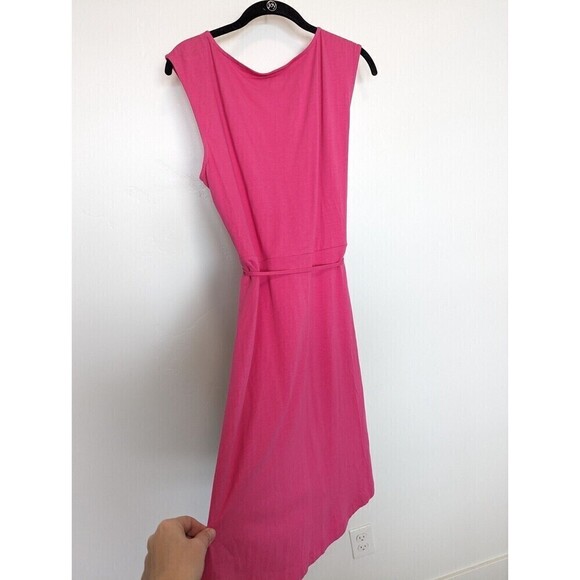 Talbots Faux Wrap Dress Womens Size‎ L Pink Midi Sleeveless Casual Barbie Sun - Picture 6 of 8
